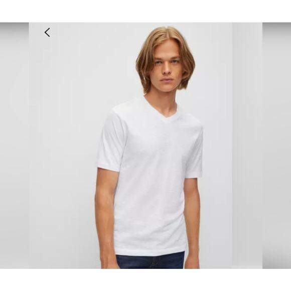 Hugo Boss Slim Fit Mercerised V Neck T-Shirt     White Large - Picture 1 of 6